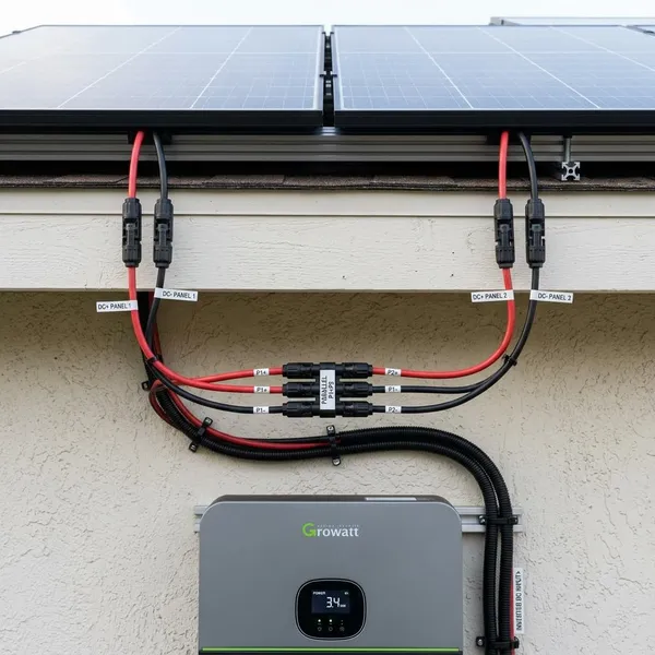 2 solarmodule an einem wechselrichter
