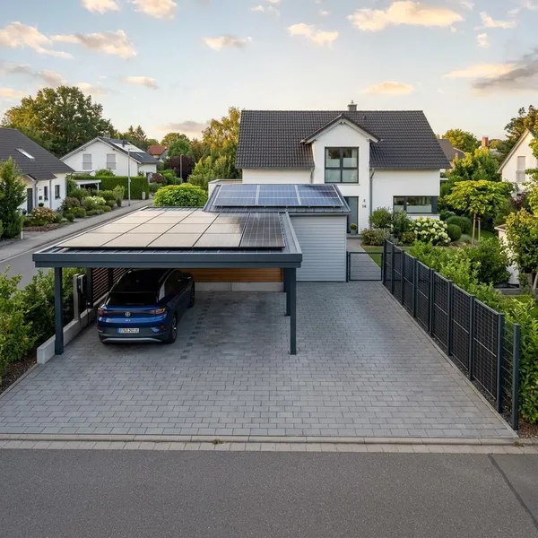 Solarmodule entlang der Einfahrt