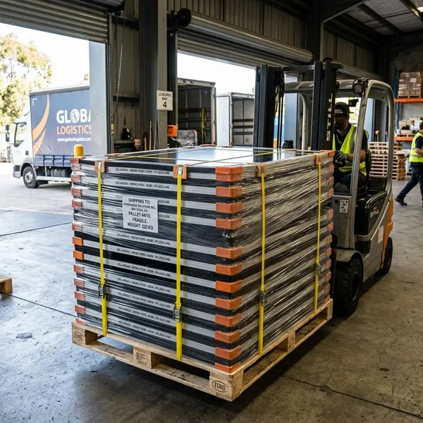 Mehrere Solarmodule auf Palette versenden